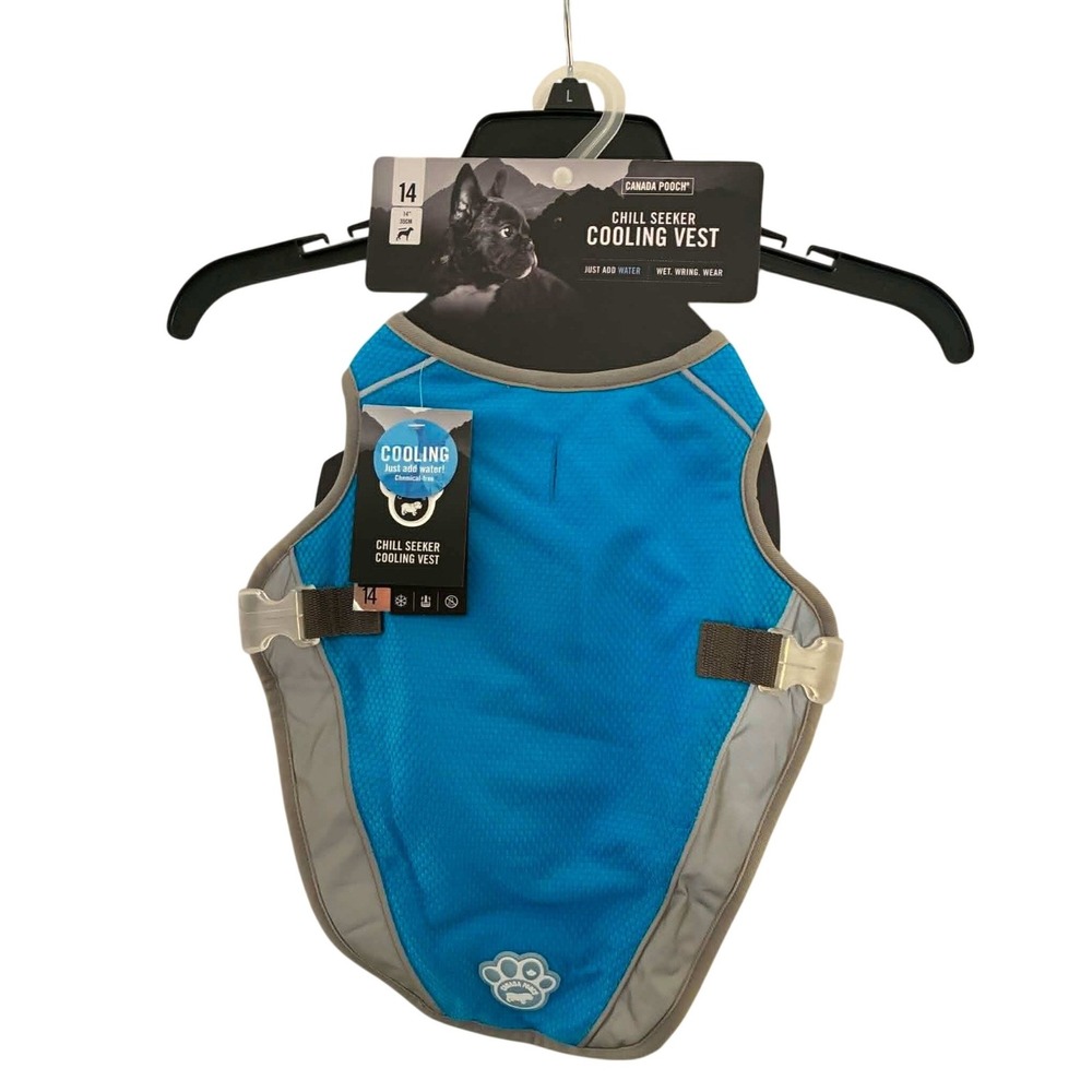 Canada Pooch Chill Seeker Cooling Vest Dog Size 14 Blue Evaporative‎ Mesh Summer